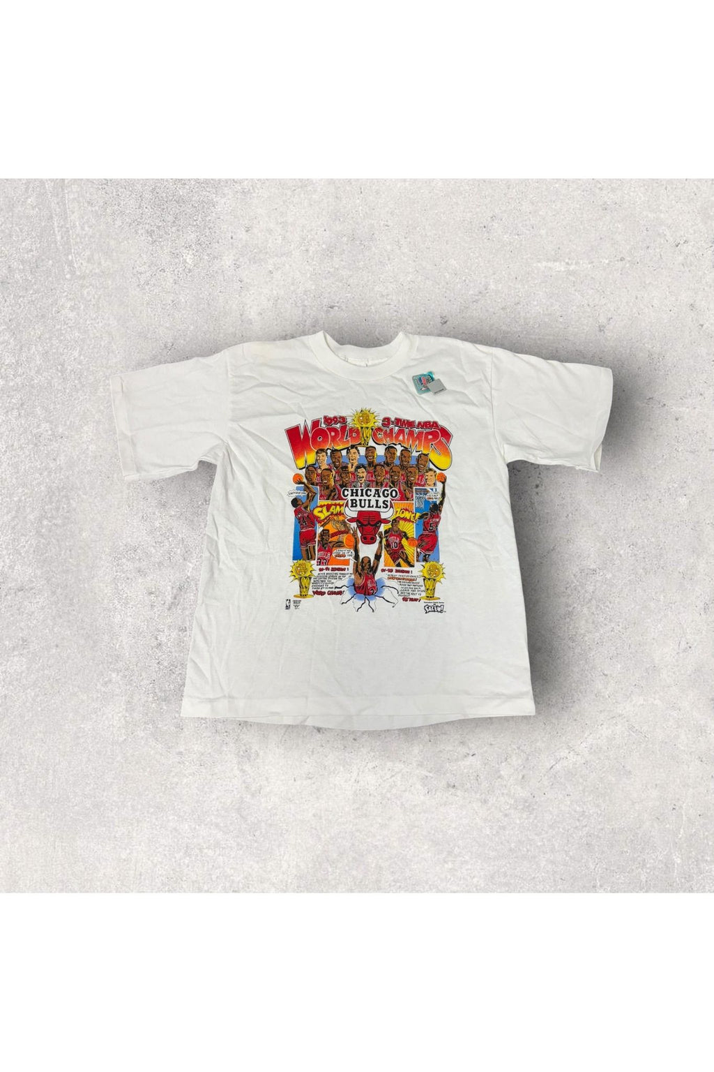 Vintage Deadstock Salem 1993 Chicago Bulls Comic World Champs Tee- YTH L (14-16)