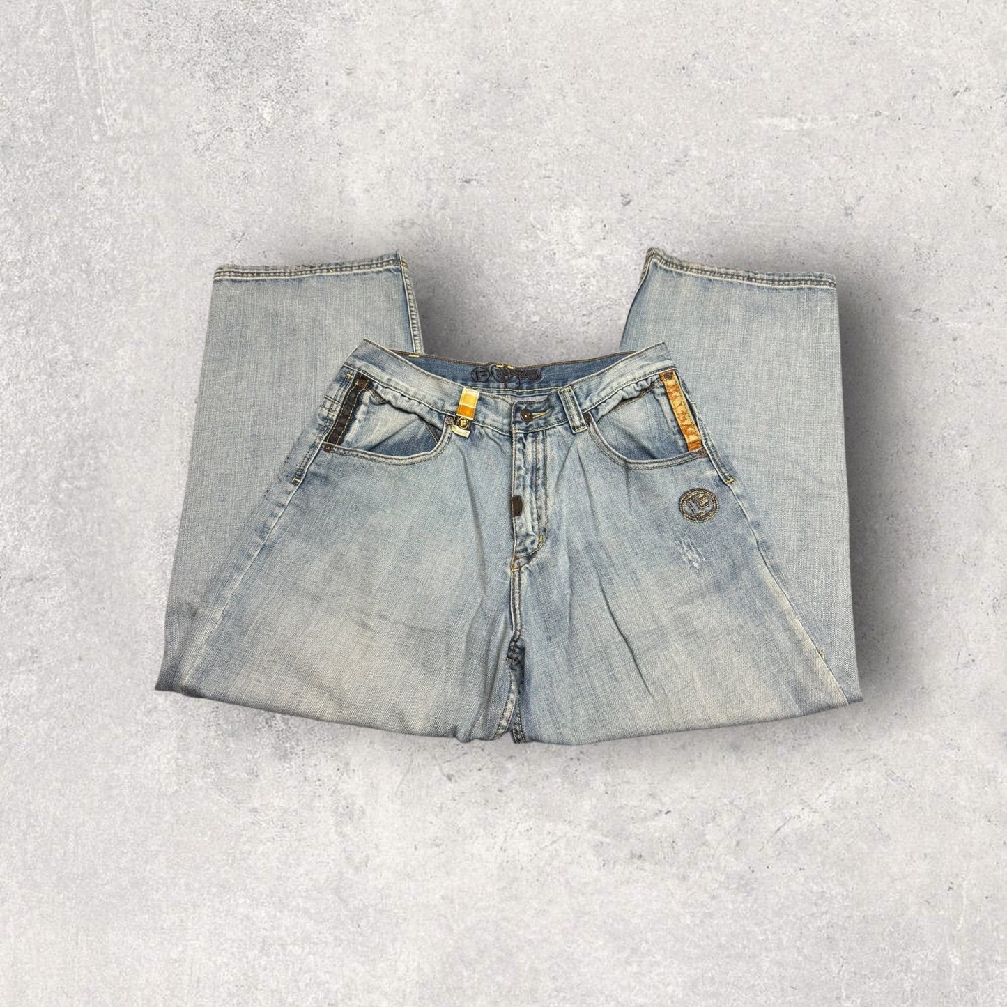 Vintage Pepe Jeans London Embroidered Wide-Leg Denim Jeans- SZ 34 x 29