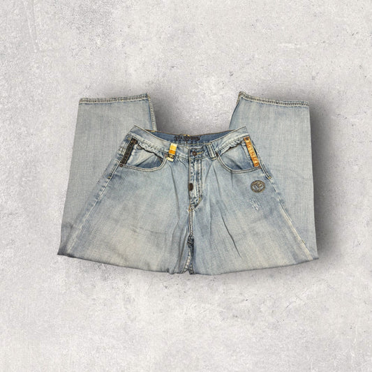 Vintage Pepe Jeans London Embroidered Wide-Leg Denim Jeans- SZ 34 x 29