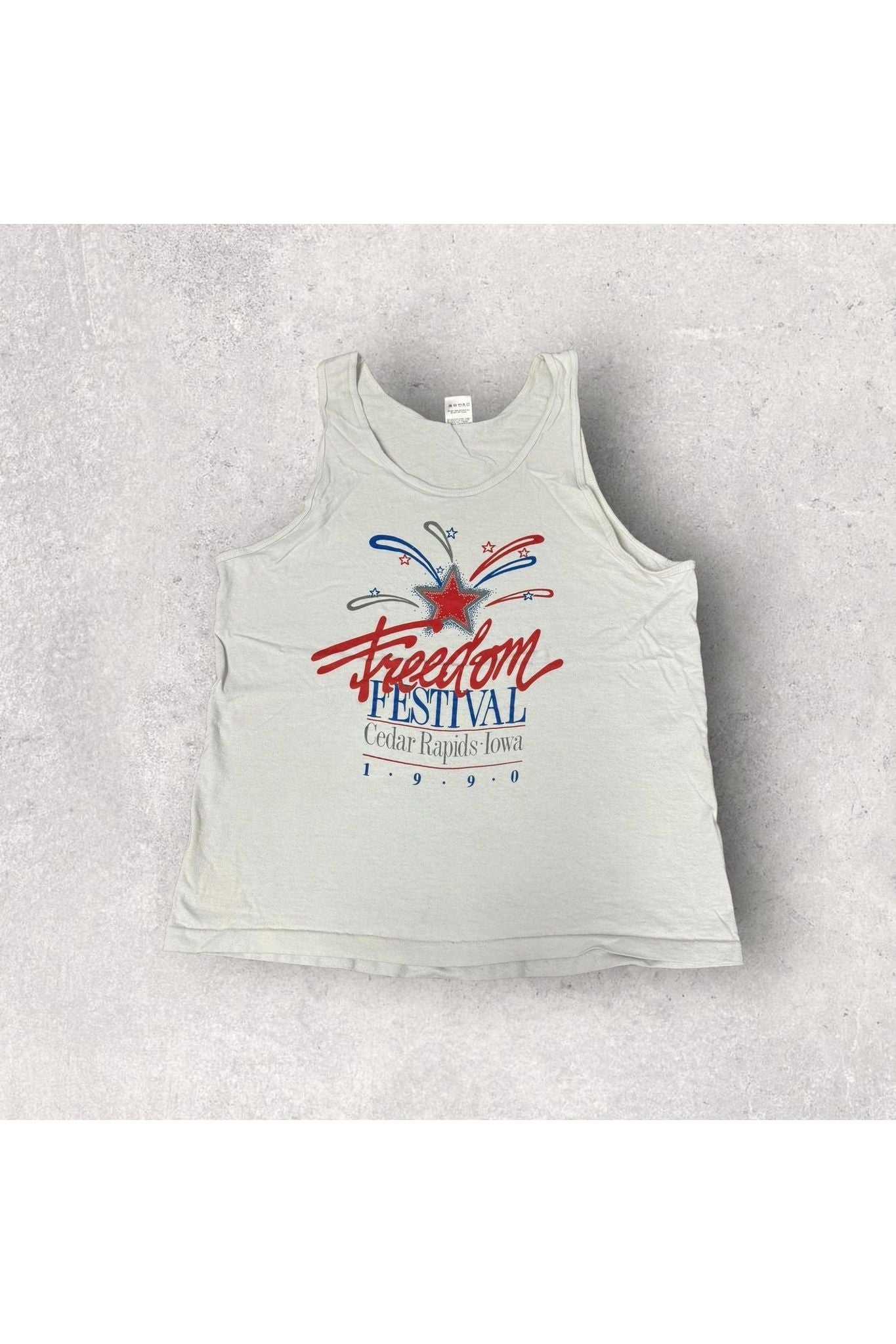Vintage Fruit of the Loom 1990 Cedar Rapids Iowa Freedom Festival Tank- L