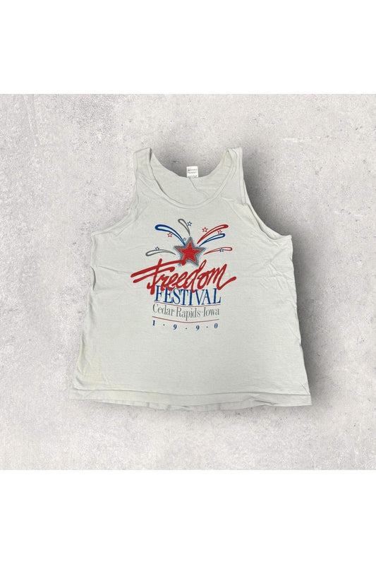 Vintage Fruit of the Loom 1990 Cedar Rapids Iowa Freedom Festival Tank- L