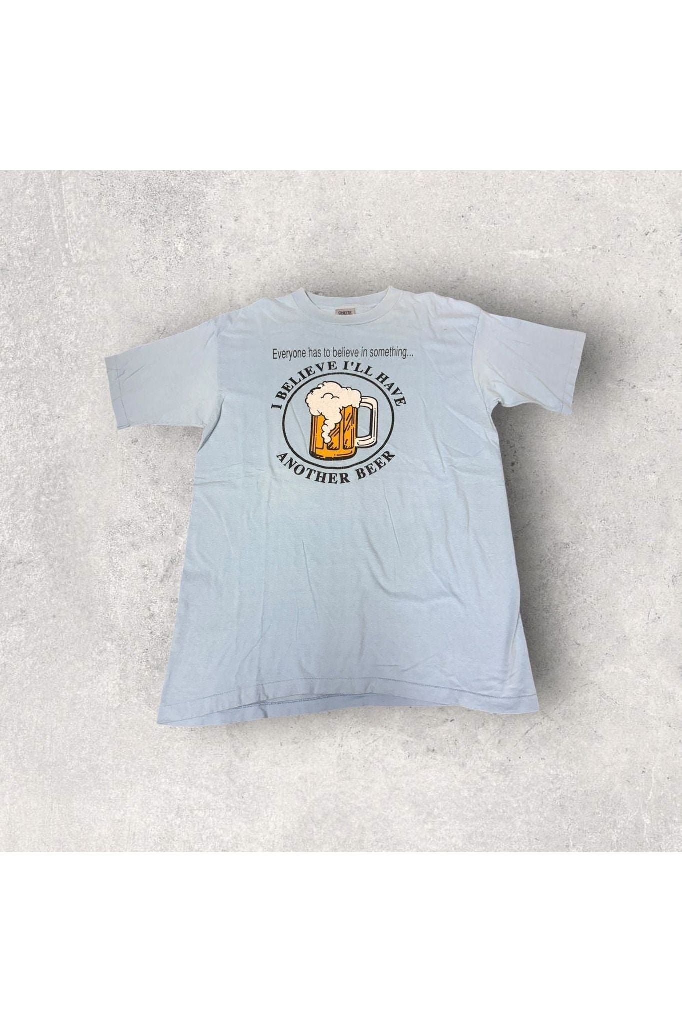 Vintage Single Stitch Oneita I Believe I'll Have Another Beer Tee- XL