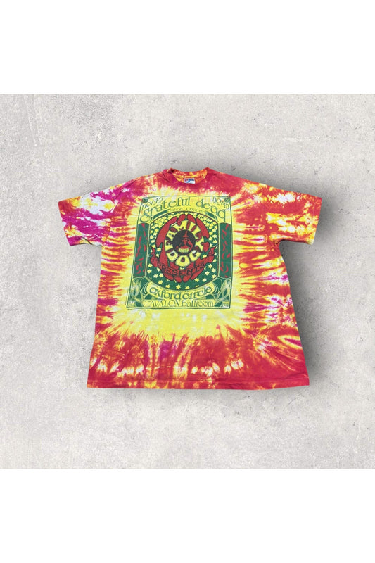 Vintage 1996 Grateful Dead Family Dog Presents 1966 Concert Posted Tie-Dye Tee- XL