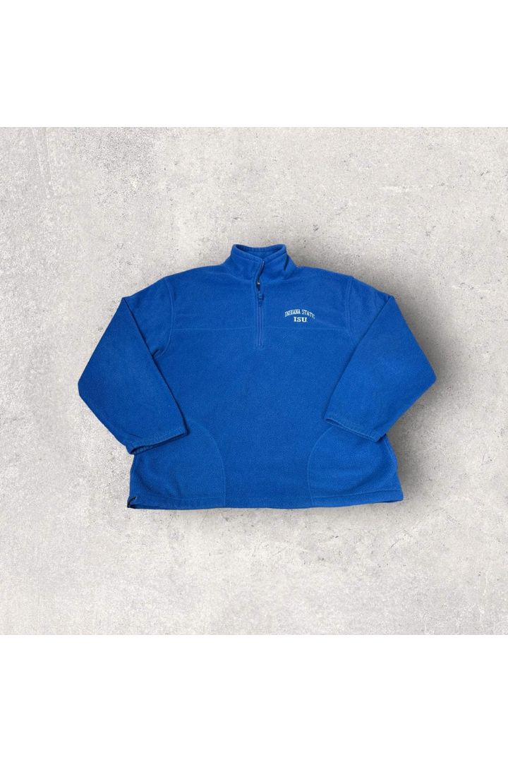 Vintage Indiana State University 1/4 Zip Fleece Pullover- L