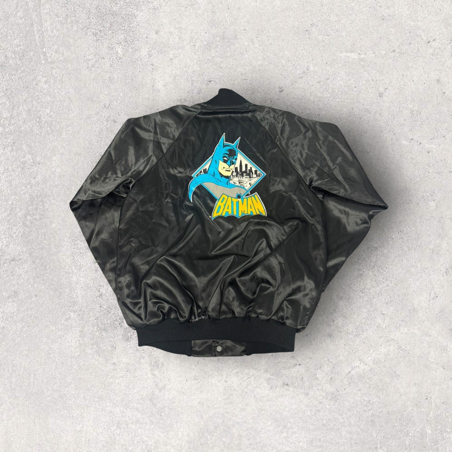 Vintage Chalk Line Batman Satin Bomber Jacket- M/L