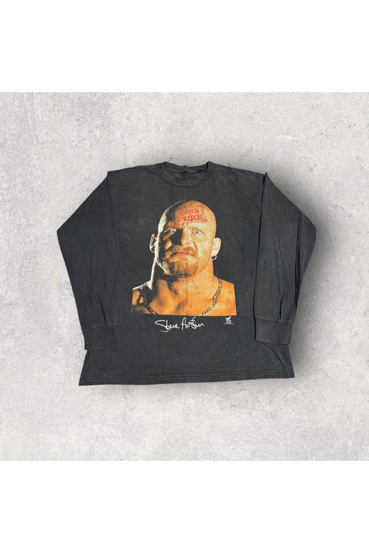 Vintage 1998 Stone Cold Steve Austin 100% Pure Whoop Ass WWF Wrestling Long Sleeve- L