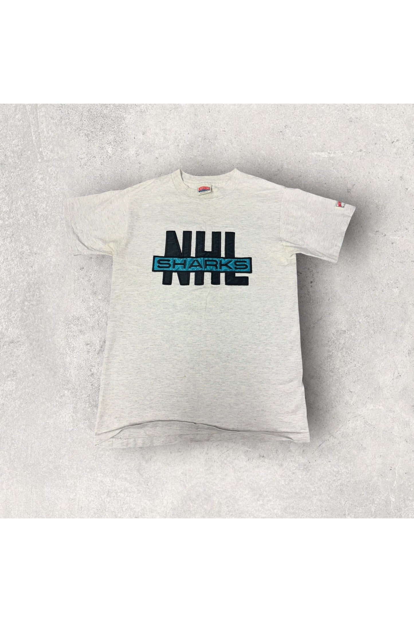 Vintage Nutmeg Mills Single Stitch NHL San Jose Sharks Embroidered Tee- M