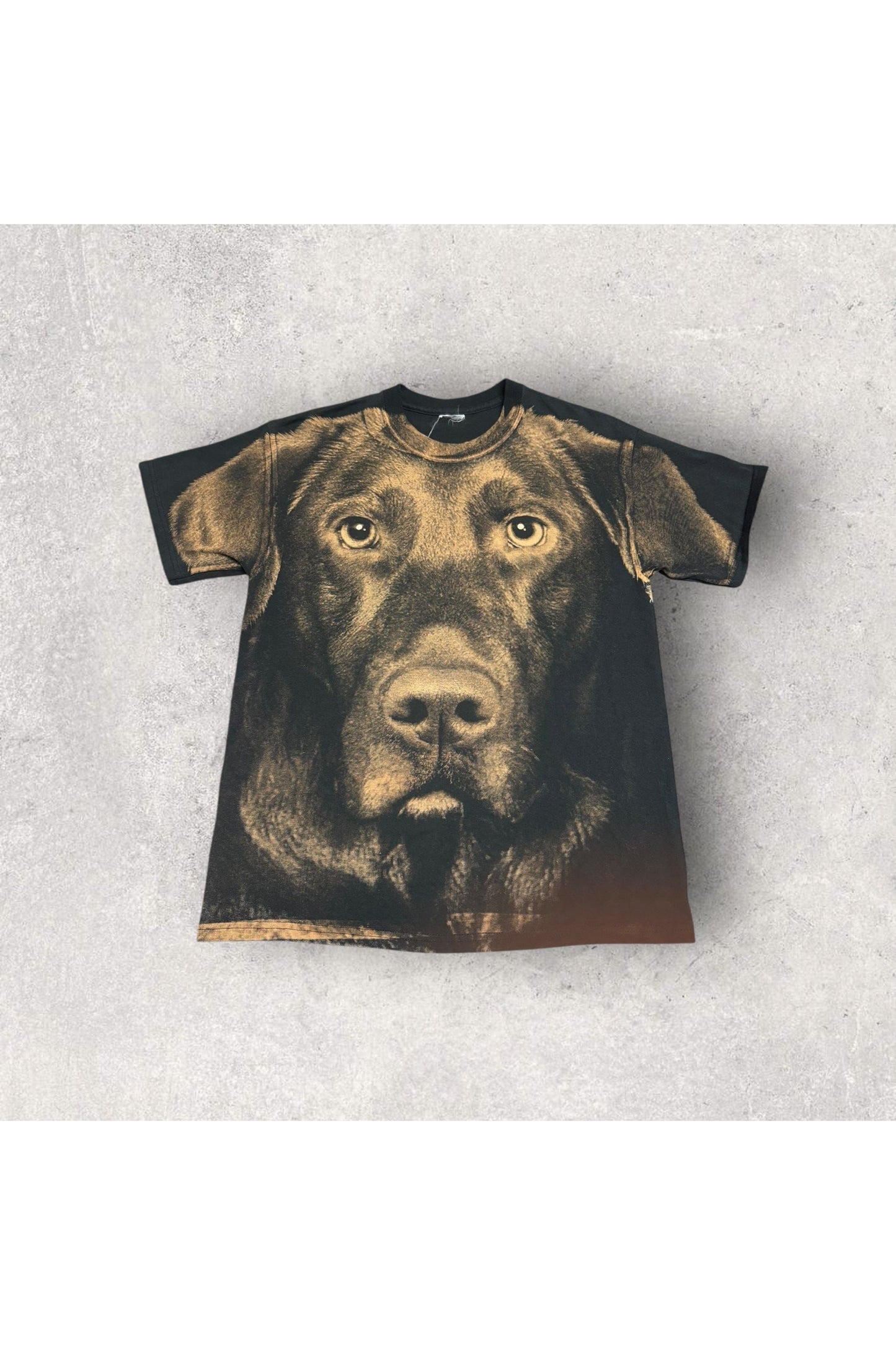 Vintage Chocolate Lab Dog All Over Print Tee- L