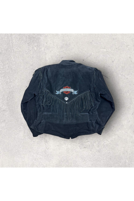 Vintage Women's Harley-Davidson Suede Fringe Biker Jacket- XL