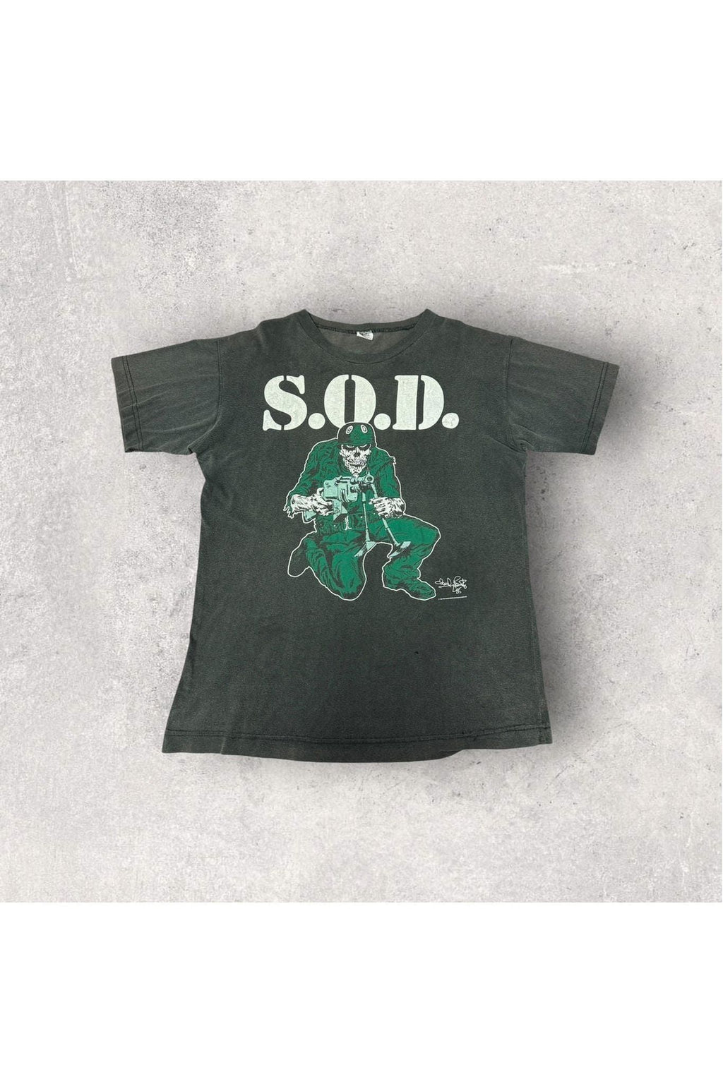 Vintage 1985 S.O.D. Stormtroopers of Death Speak English or Die Schism Tour Made In England Tee- L