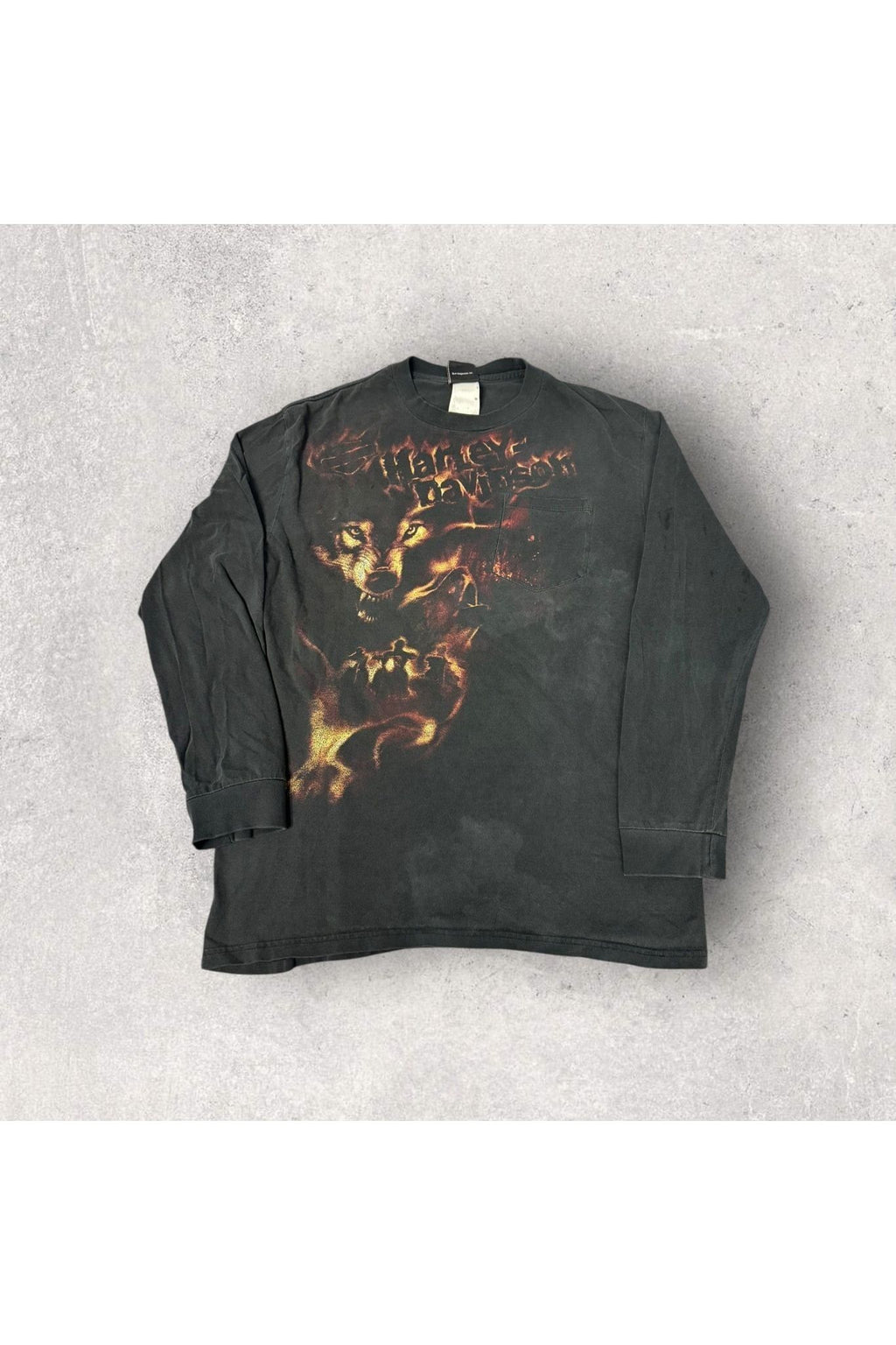 Vintage 2000s Legend Harley-Davidson Wolf Flames Long Sleeve- L