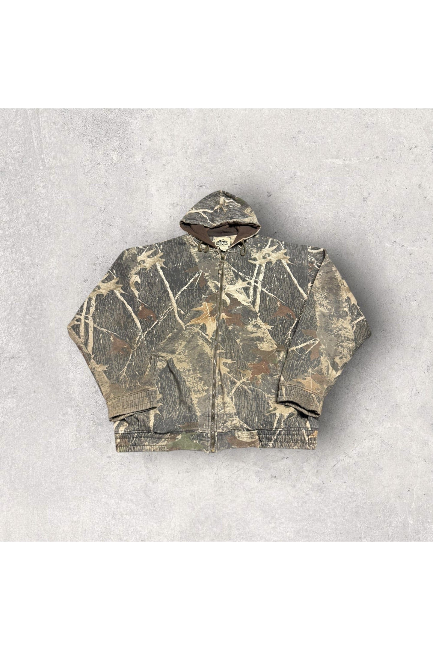 Vintage Old Mill Real Tree Camo Full Zip Hoodie- XL