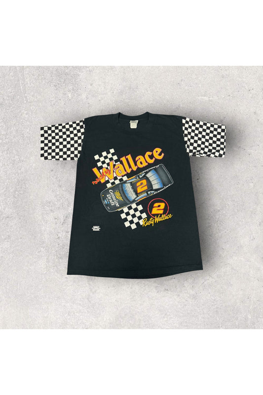 Vintage Nutmeg Mills Rusty Wallace Miller Genuine Draft NASCAR Racing Tee- M