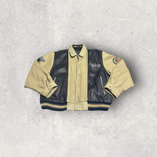 Vintage Y2K Bear USA North American Grizzly Bears Leather Letterman Jacket- 4XL