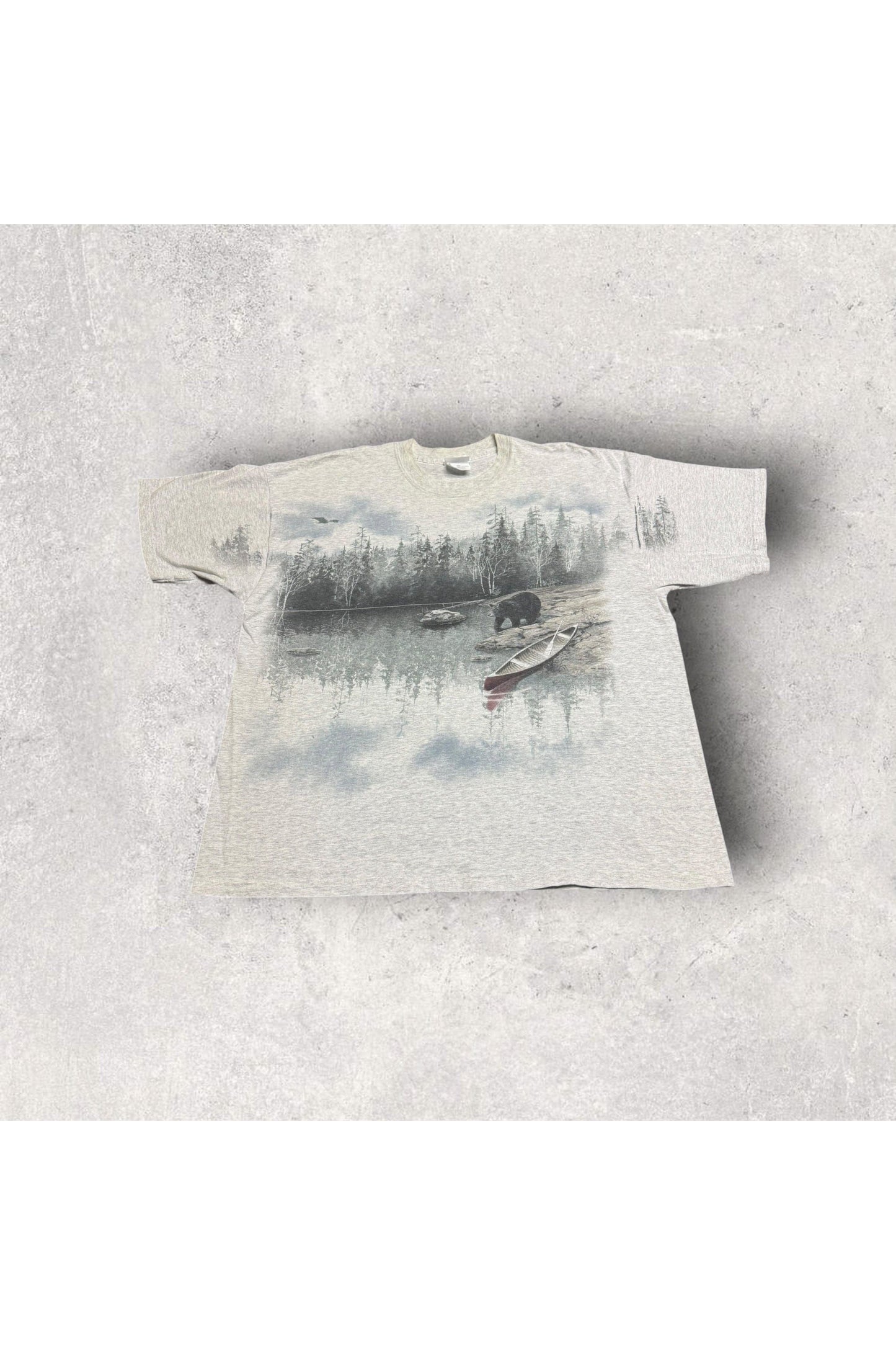 Vintage 90s Artisans Black Bears Nature All Over Print Tee- XXL