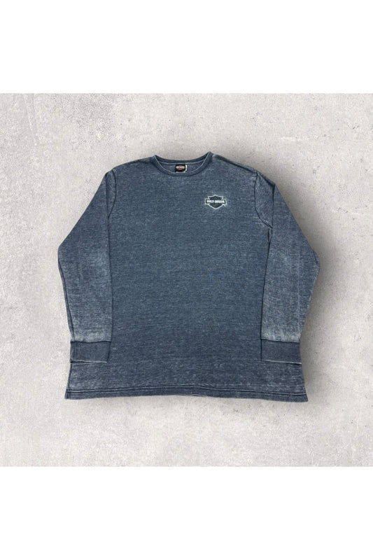 2000s Brandt's Harley-Davidson Waffle Knit Embroidered Long Sleeve- XXL