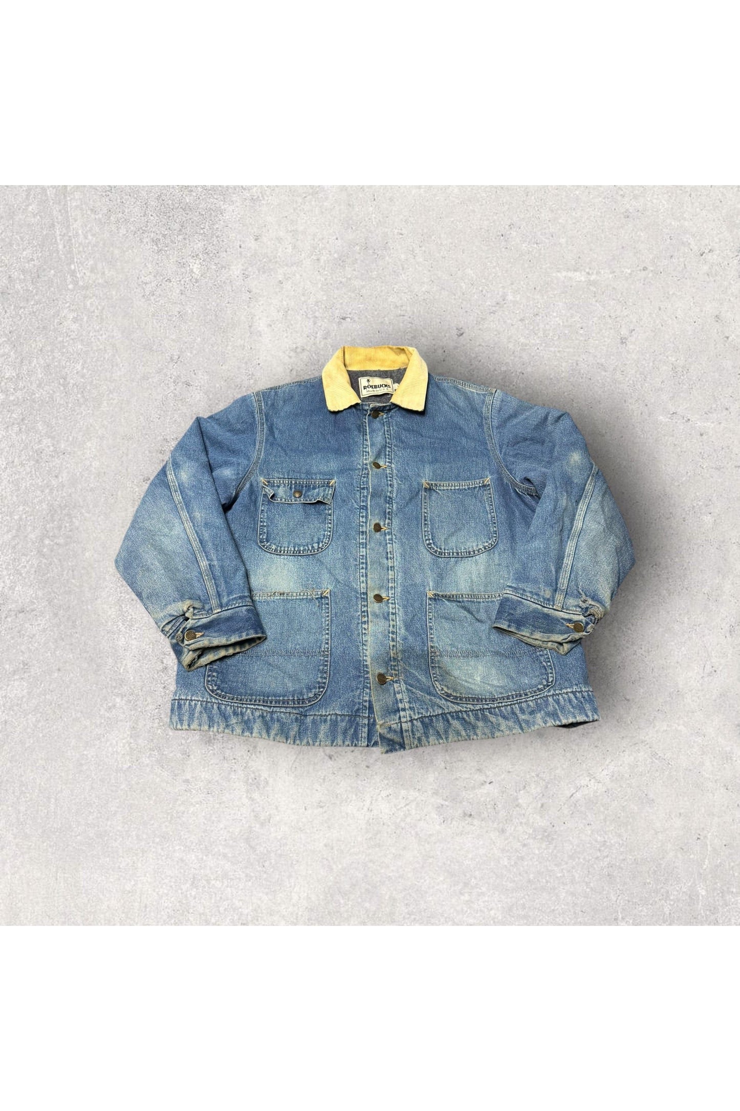 Vintage Roebucks Made In USA Blanket Lined Denim Chore Jacket- XXL