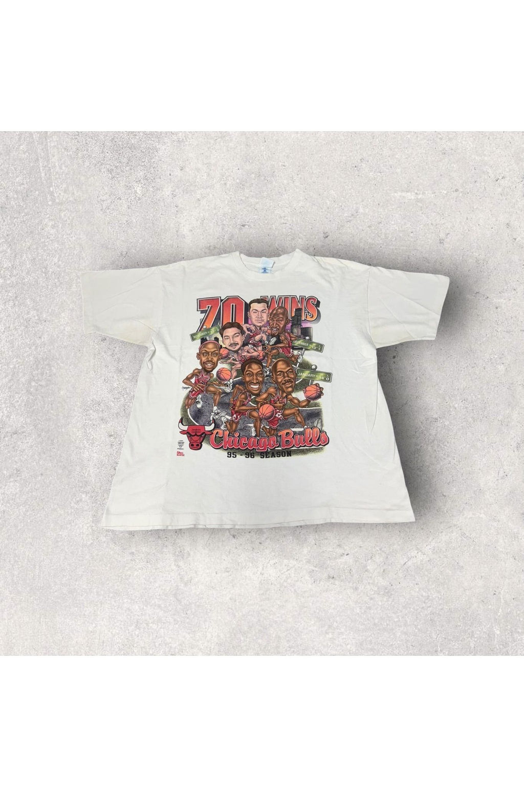 Vintage Pro Player '95-'96 Chicago Bulls 70 Wins Tee- XXL