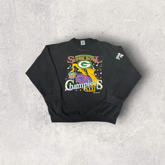 Vintage Logo 7 Green Bay Packers Super Bowl XXXI Champions 1997 Crewneck- XXL