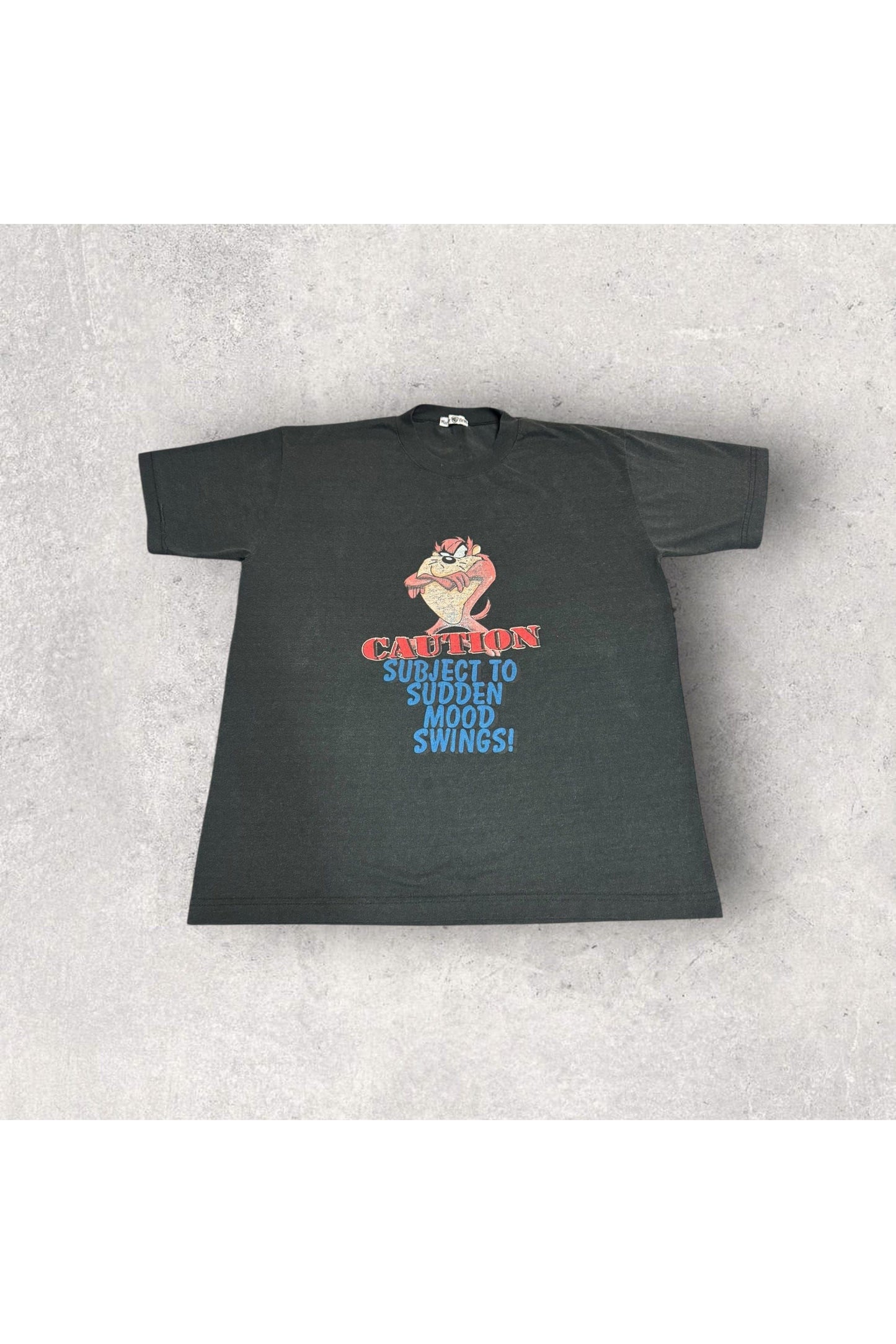 Vintage Warner Bros. TAZ CAUTION Subject To Sudden Mood Swings! Tee- L