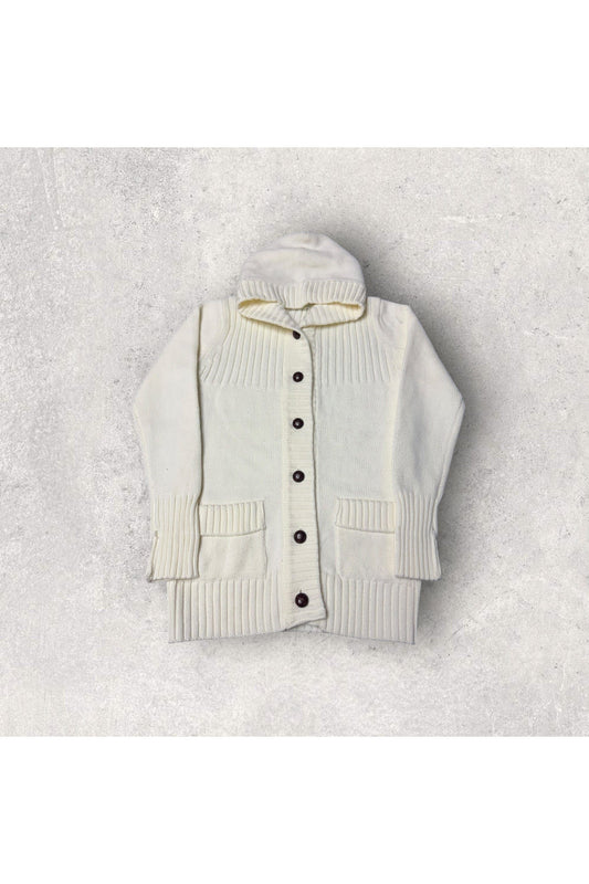 Vintage Sears Hooded Button Up Knit Sweater- S