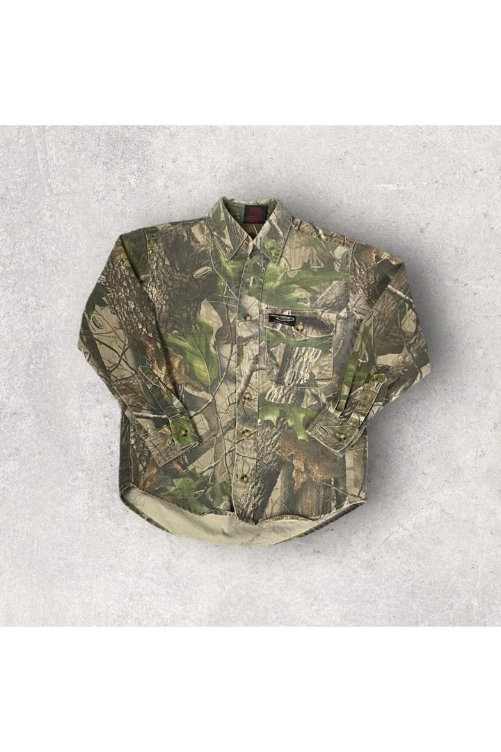 Vintage Real Tree Pro Series Camo Long Sleeve Button Up- YTH S
