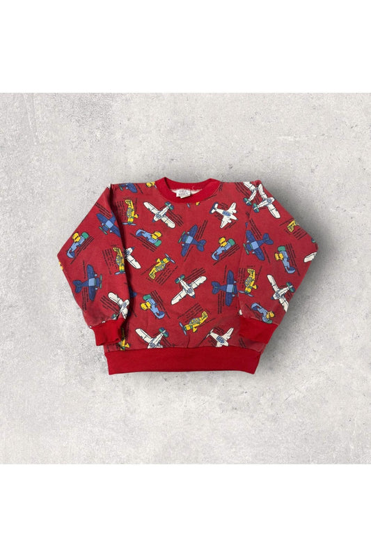 Vintage Made In USA Fast Moves Air Planes All Over Print Crewneck- YTH L (7)