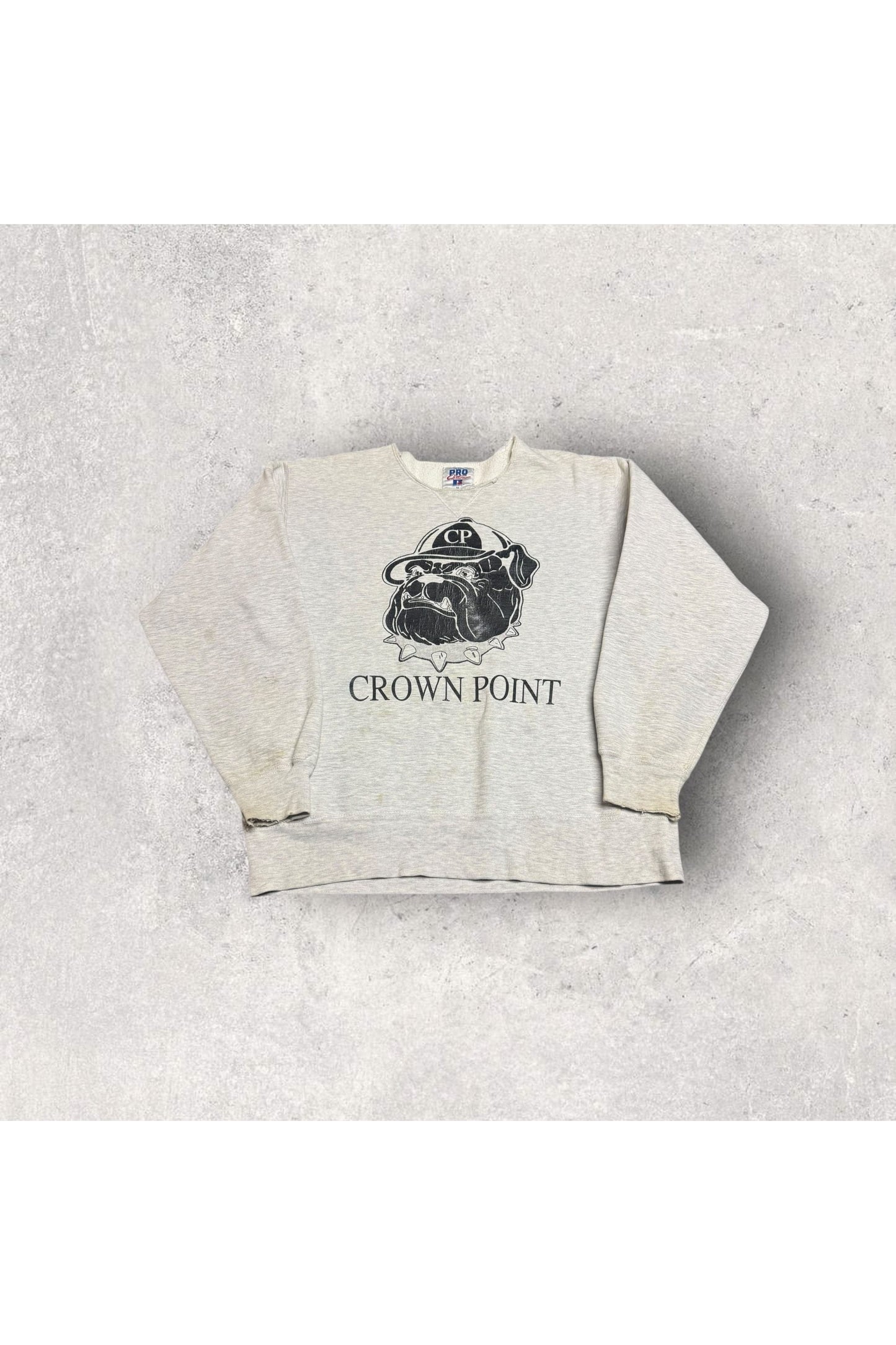 Vintage Made In USA Russell Pro Cotton Crown Point Bulldogs Crewneck- M