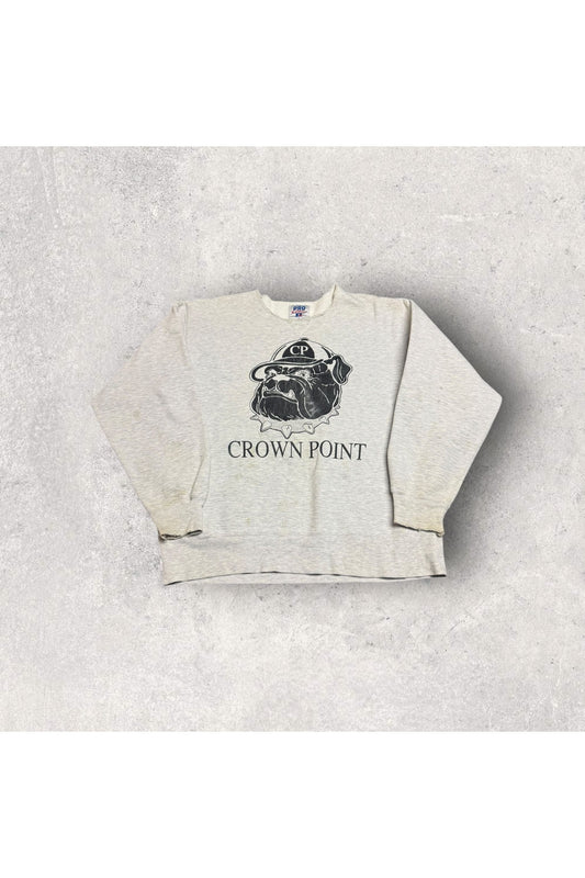 Vintage Made In USA Russell Pro Cotton Crown Point Bulldogs Crewneck- M