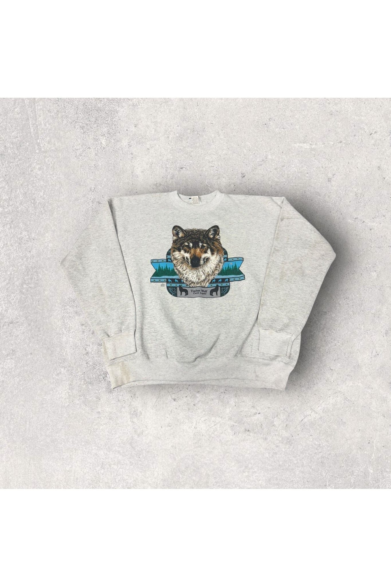 Vintage Made In USA Timber Wolf Canis Lupus Wolf Crewneck- XXL