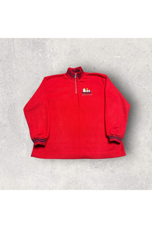Vintage Peanuts Collection Snoopy and Woodstock Embroidered 1/4 Fleece Pullover- XL