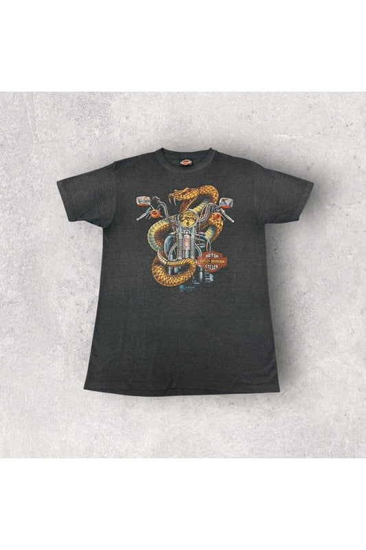 Vintage Harley-Davidson 3D Emblem 1989 Rattle Snake Tee- L