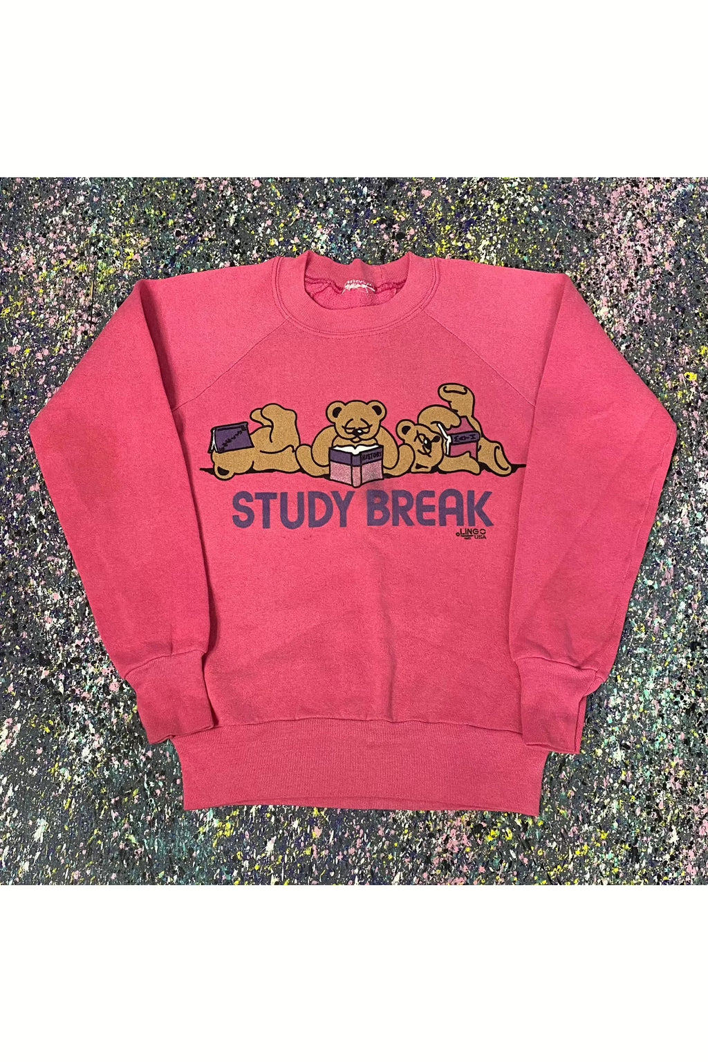 Vintage 1985 Lingo USA Study Break Youth Crewneck- YTH M (8-10)