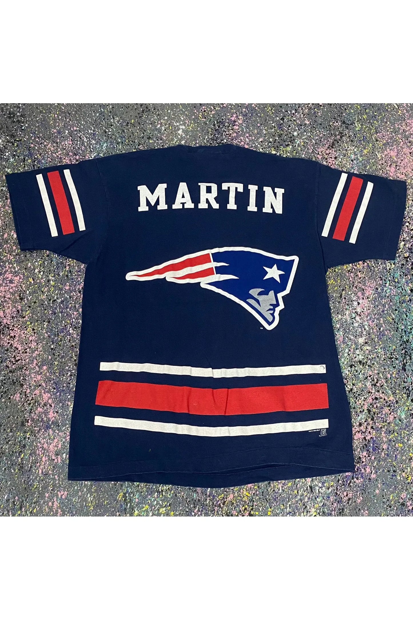 Vintage 1996 New England Patriots Martil All Over Print Tee- L