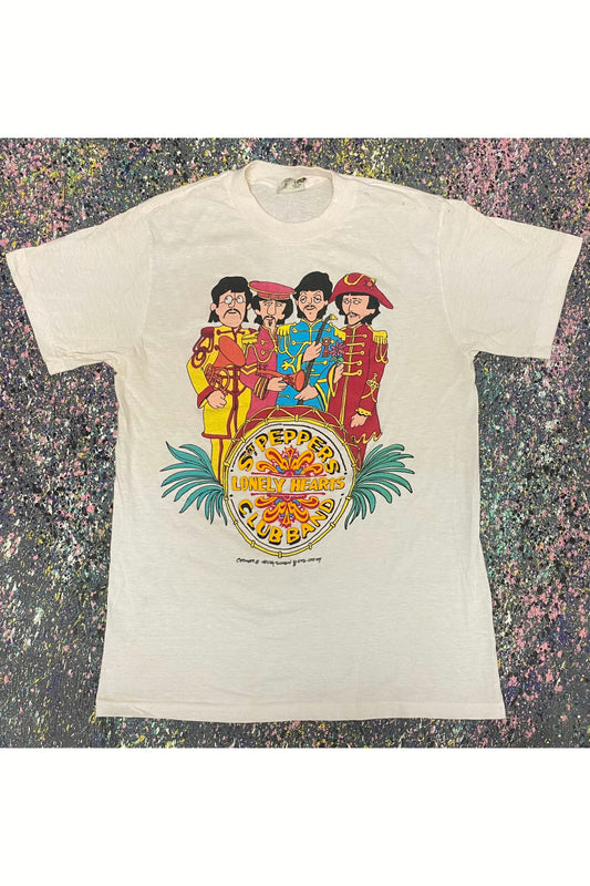 Vintage 80s The Beatles Sgt. Peppers Lonely Hearts Club Band Puff Print Tee- M