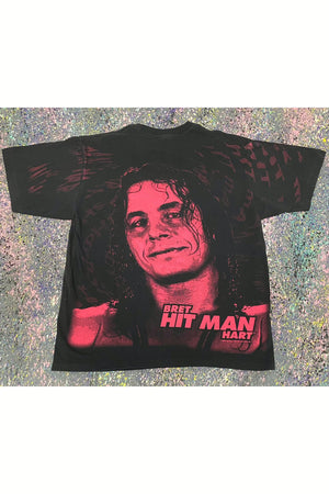 Vintage 1995 WWF Bret Hitman Hart All Over Print Tee- XL