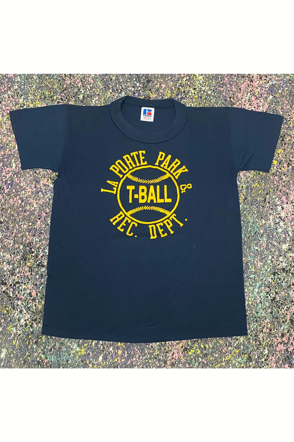 Vintage Made In USA Russell LaPorte Park & Rec. Dept. T-Ball Tee- YTH M