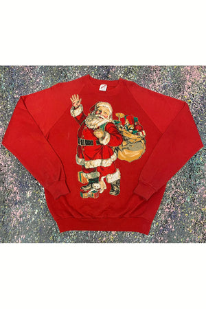 Vintage Jerzees Santa Christmas Sweater- XL