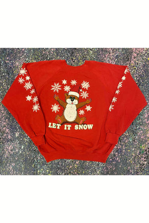 Vintage Hanes Let It Snow Christmas Sweater- XL